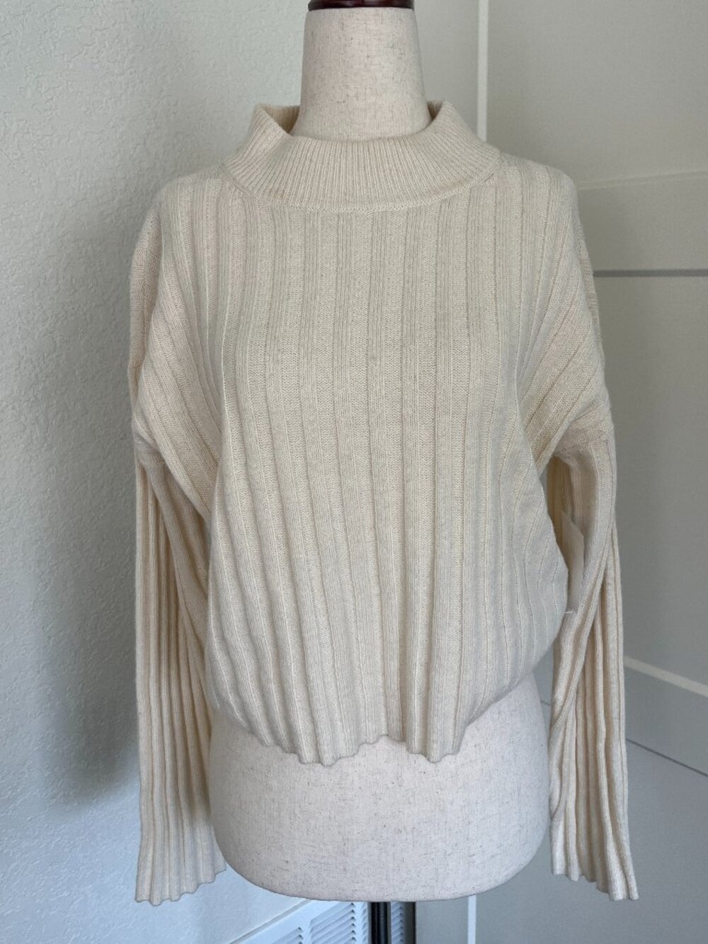 Madewell Mock Neck Crop Ribbed Sweater